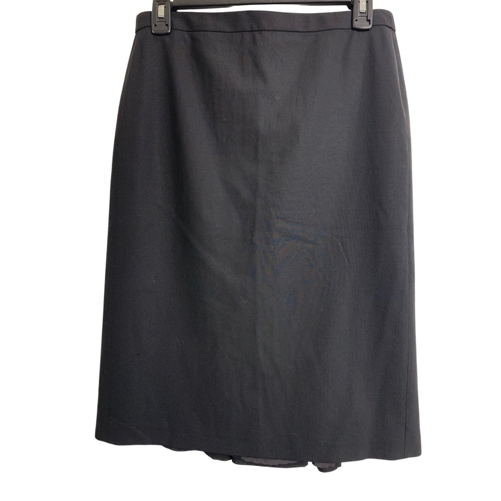 J.Crew Stretch Black Wool Blend Fluted Back Pencil Skirt Size 2 Business Casual